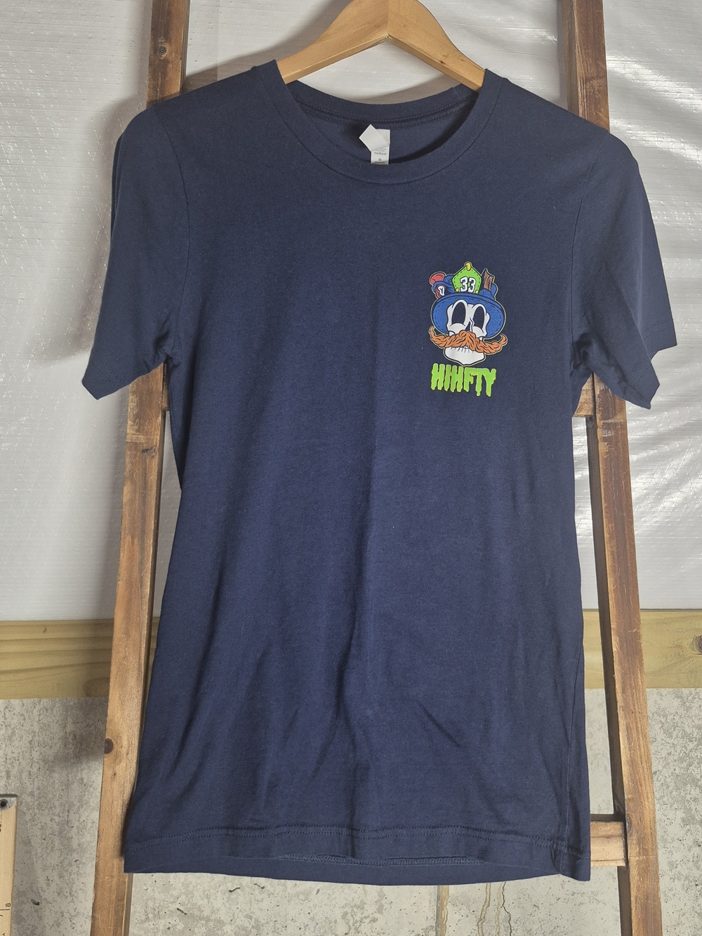 Bella Canvas Navy Tee with Colorful Cartoon Chest Graphic